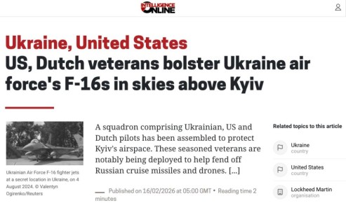 ����������� �������, ����������� ������� �� ������� �������� � ��������, Intelligence Online ����������, ��� �� ������� ������������ ������������� ���������� F-16 � �������� ����������� �������� �� ��� � �����������