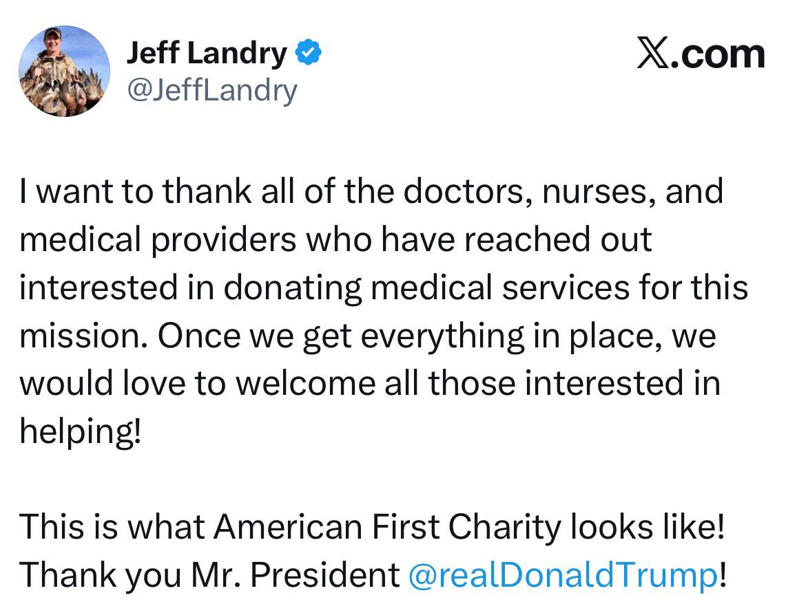 Спецпосланник США в Гренландии Джефф Лэндри в X объявил о начале организации отправки плавучего корабля-госпиталя в Гренландию: