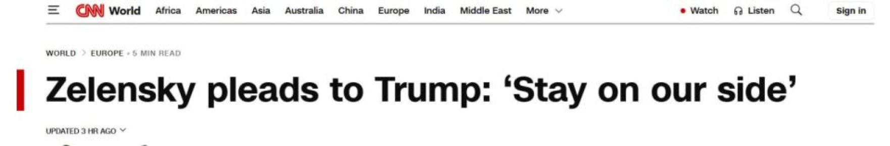 CNN: Зеленский умоляет Трампа не бросать его