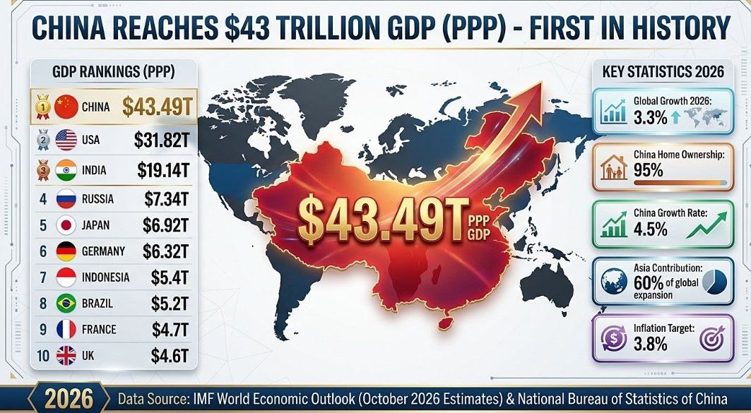 Алексей Пушков: По данным МВФ, Китай безусловно лидирует по обьему ВВП, оцениваемому по паритету покупательной способности (ППС), который достиг 43-х триллионов долларов - впервые в истории