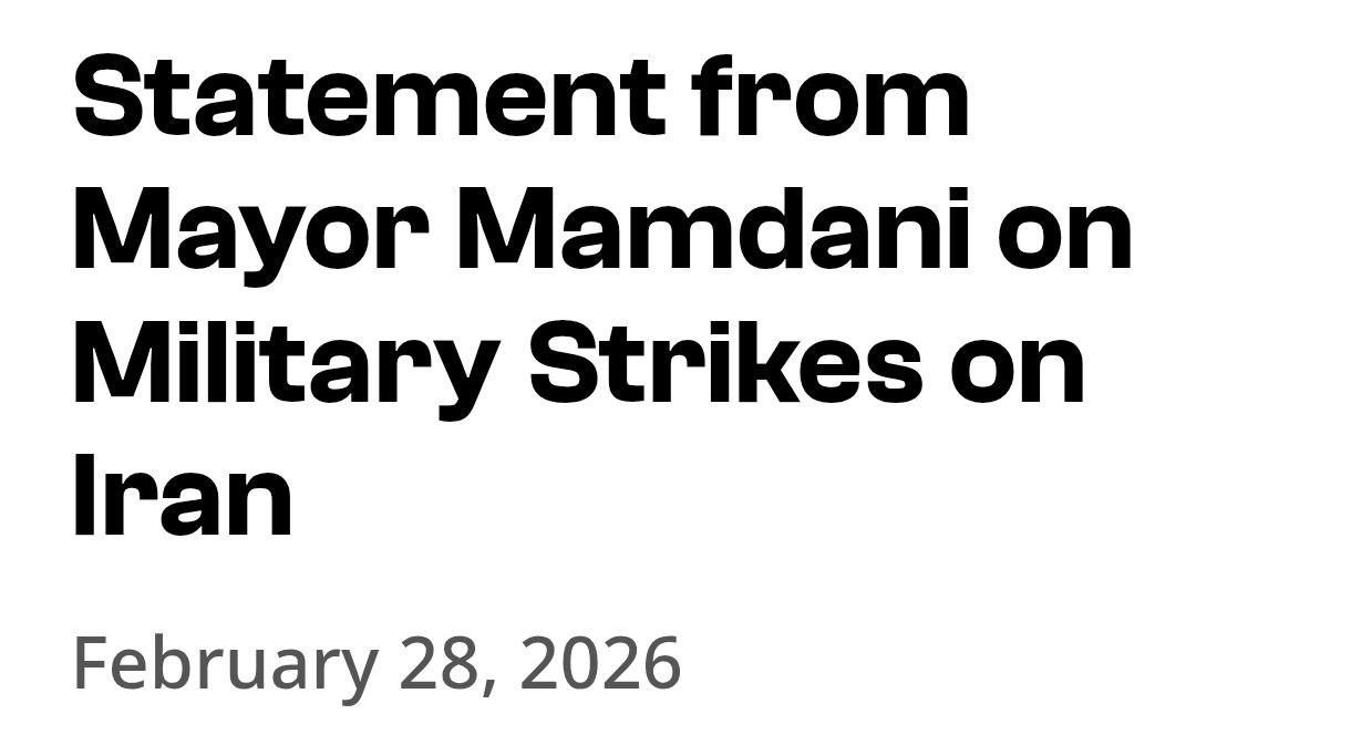 Мэр Нью-Йорка, демократ Зохран Мамдани, раскритиковал действия США против Ирана, назвав удары «катастрофической эскалацией незаконной войны агрессии»