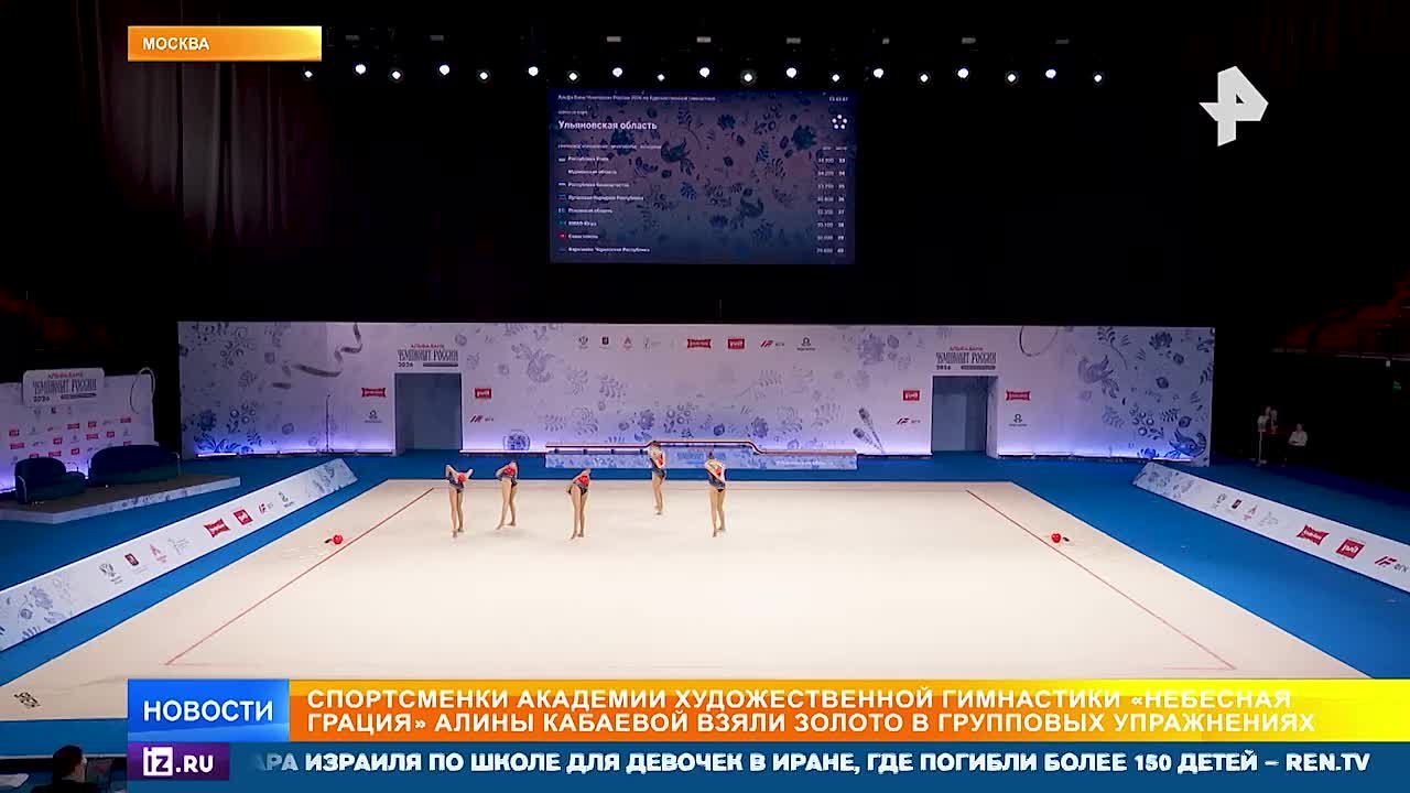 Воспитанницы Академии художественной гимнастики "Небесная Грация" Алины Кабаевой взяли золото на чемпионате России