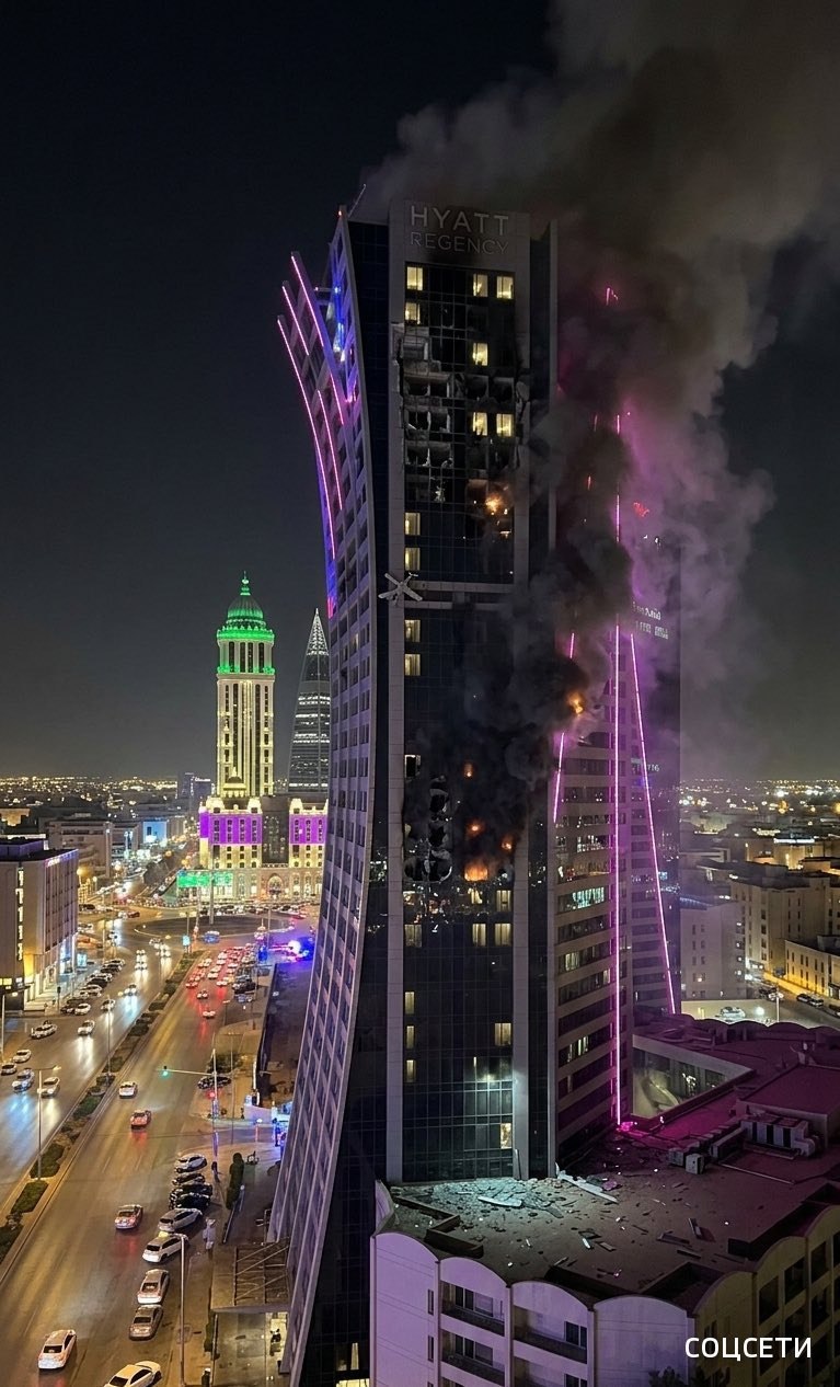 СМИ Саудовской Аравии сообщили, что в Эр-Рияде загорелся отель Hyatt Regency в результате иранского ракетного удара Ирана СМИ Саудовской Аравии сообщили, что в Эр-Рияде загорелся отель Hyatt Regency в результате иранского ракетного удара Ирана