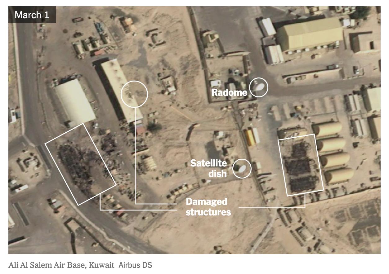 Иран поразил минимум семь американских объектов спутниковой связи, пишет The New York Times Иран поразил минимум семь американских объектов спутниковой связи, пишет The New York Times