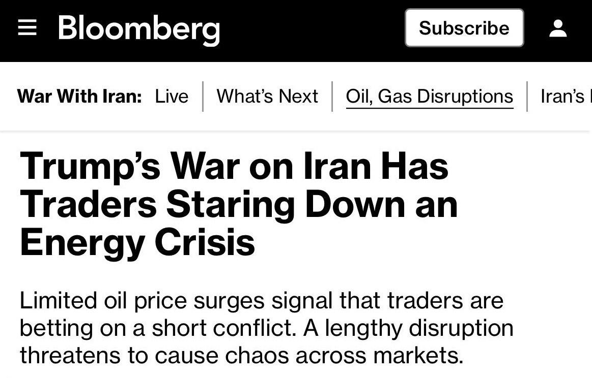 Михаил Онуфриенко: Блокирование Ормузского пролива и закрытие крупнейших заводов по производству СПГ и переработки нефти на Ближнем Востоке поставили мир на порог энергетического хаоса, — констатирует Bloomberg