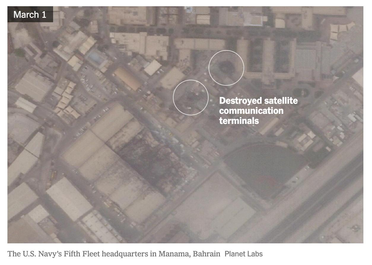 Иран поразил минимум семь американских объектов спутниковой связи, пишет The New York Times Иран поразил минимум семь американских объектов спутниковой связи, пишет The New York Times
