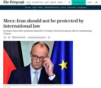 FT: Канцлер Германии Фридрих Мерц заявил, что международное право в отношении Ирана фактически перестаёт работать, поскольку государства-нарушители игнорируют его без серьёзных последствий