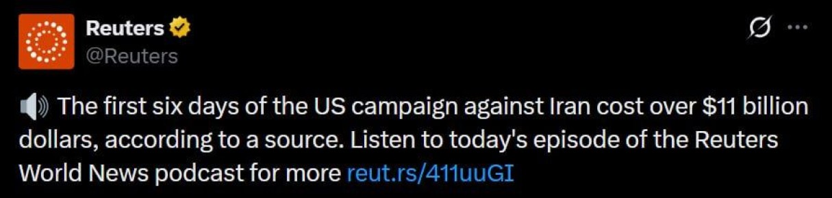 ������ ����� ���� ������������ �������� ������ ����� �������� ����� ��� � 11 ���������� ��������, �������� Reuters