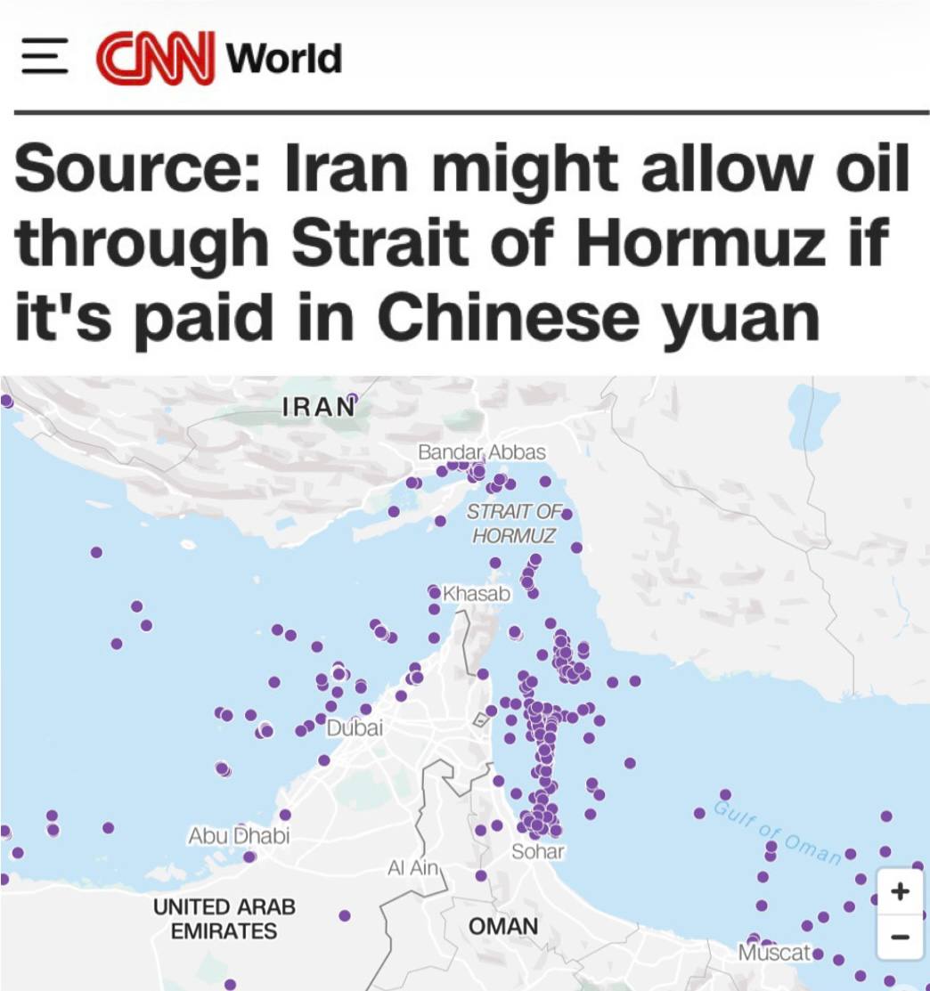 «Источник сообщил, что Иран может разрешить провоз нефти через Ормузский пролив»: Иран откроет Ормузский пролив при условии расчета в юанях