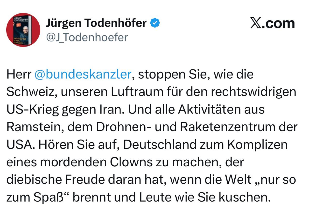 Экс-член Бундестага Тоденхефер - обратился к канцлеру Мерцу: