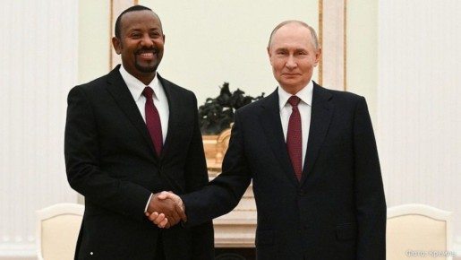 Владимир Путин и премьер Эфиопии Абий Ахмед Али обсудили актуальные вопросы двустороннего сотрудничества в политической, экономической и гуманитарной областях, сообщили в Кремле