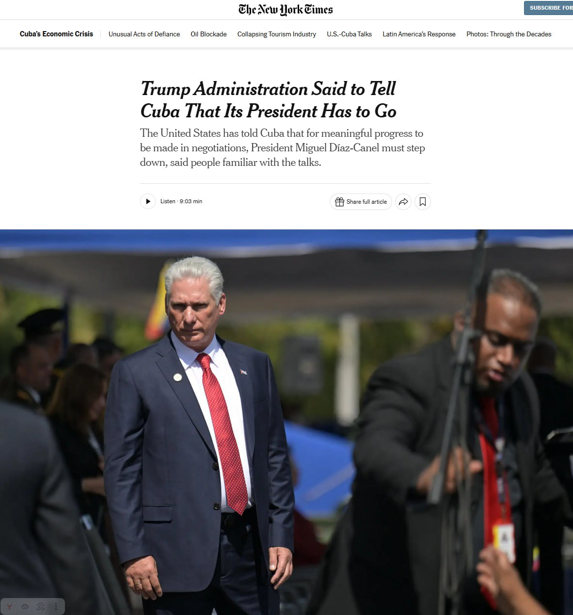 The New York Times: США требуют, чтобы президент Кубы ушёл